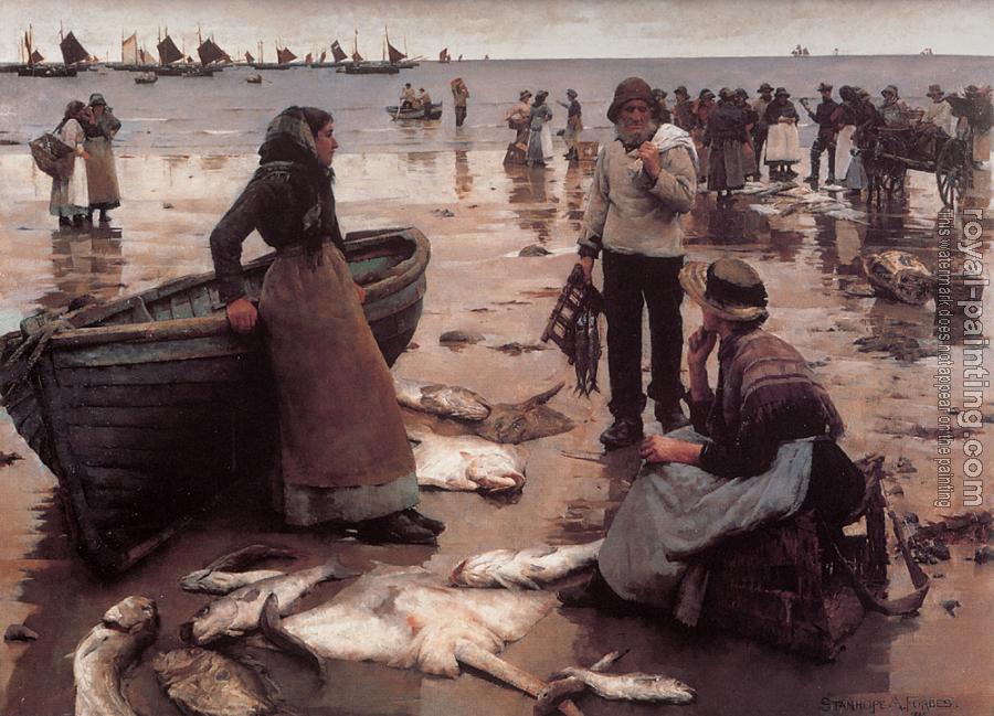 Stanhope Alexander Forbes : A Fish Sale on a Cornish Beach